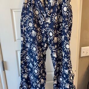 C&C California Blue and White Wide Leg Pants